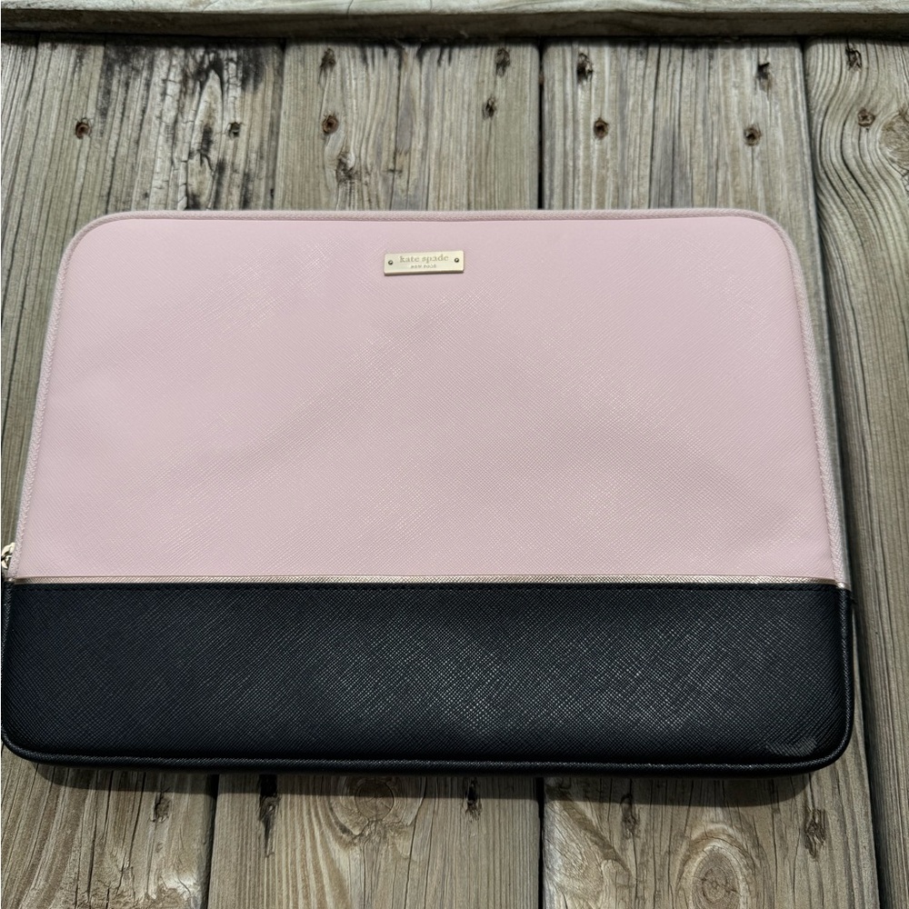 Kate Spade Pink Black Saffiano Leather‎ Colorblock Laptop Sleeve Case